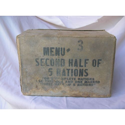 Ww2 Us Boïte En Carton Pour 5 Rations Américaine " Menu 3 " 2
