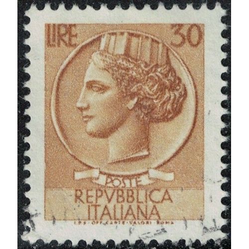 Italie 1962 Oblitéré Used Coin Représentation Pièce De Monnaie De Syracuse 30 Lires Su