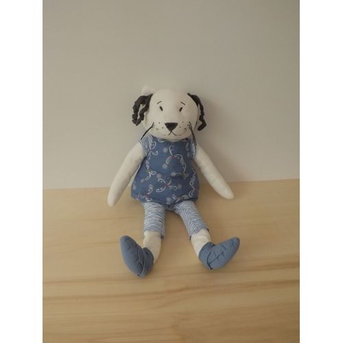 Doudou Peluche Chat Blanc Bleu Ikéa