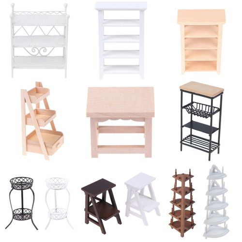 Maison De Poupée En Bois Et Plastique, 1 Pièce, Échelle 1:12, Étagère En Métal, Support À Fleurs, Mini Meubles, Modèle Simulation, Accessoires De Meubles
