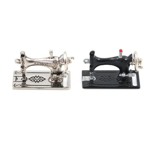 Maison De Poupée Noire Et Argentée, Machine À Coudre Pour Jouets, Meubles Miniatures, Accessoires, Cadeau Pour Enfants Et Filles, 1/12