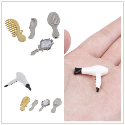 Peigne Sèche-Cheveux À Échelle 1/12, Miroir, Kits De Construction De Maquettes, Jouets Pour Enfants, Maison De Poupée, Accessoire De Salle De Bain Miniature