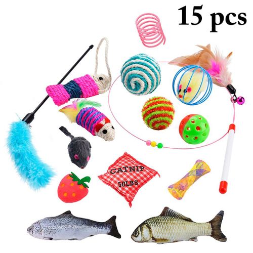 Jeu De Jouets Pour Chat, Assortiment De Jouets Interactifs, Souris, Fournitures Pour Animaux De Compagnie, 15 Pièces