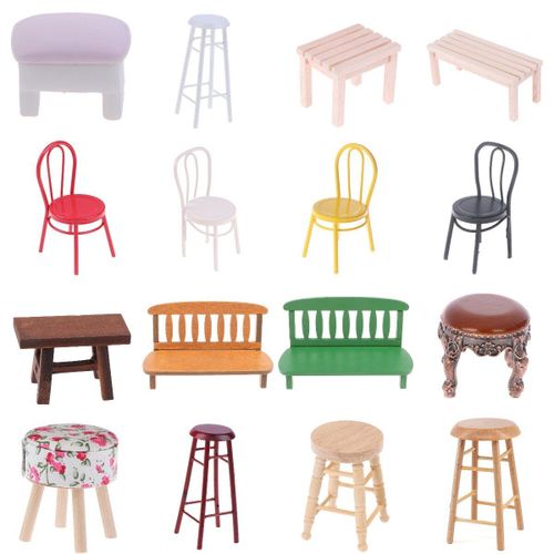 Maison De Poupée Miniature En Métal, Plastique, Chaise En Bois, Accessoires, Jouets Pour Bébés, Bricolage, 1/12
