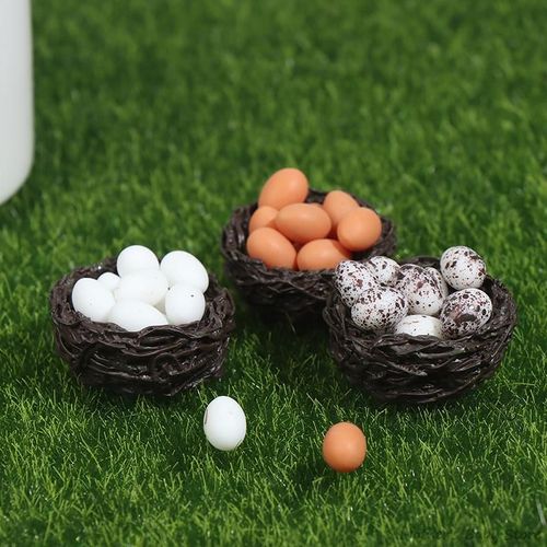 Maison De Poupée Miniature Avec Oeufs Et Nid D'oiseau, Jouet, Accessoires De Décoration, 1 Lot, 1/12