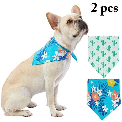 Bandana Style Plage Pour Chien, 2 Pièces, Bavoir Pour Animaux De Compagnie, Cravates, Collier, Écharpe Pour Chat, Accessoires Pour Fête Hawaïenne