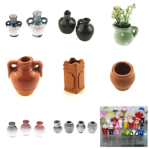 Maison De Poupée Miniature 1:12 En Porcelaine, Vase En Céramique, Accessoires Décoratifs