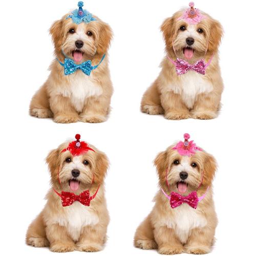 Casquette À Paillettes Pour Anniversaire De Chien, Chapeau À Cône Avec Col Pour Chat Et Chien, Design À Paillettes