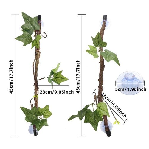 Plantes De Reptiles Artificielles Pour L'escalade, 2 Pièces, Terrarium Réaliste, Jungle, Vignes Pliables, Ornements D'aquarium Amphibie