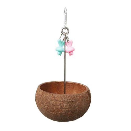 Bol D'alimentation Durable En Coquille De Noix De Coco Pour Perroquets, Mangeoires Suspendues Avec Crochet, Jouet De Picage D'oiseau, Accessoires De Cage Anti-Basculement