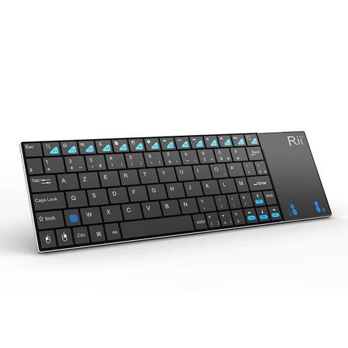 Rii K12 Ultra-mince 2.4GHz Mini Clavier Sans Fil(wireless) AZERTY (version française) avec Grande Taille de Touchpad Souris Inoxydab