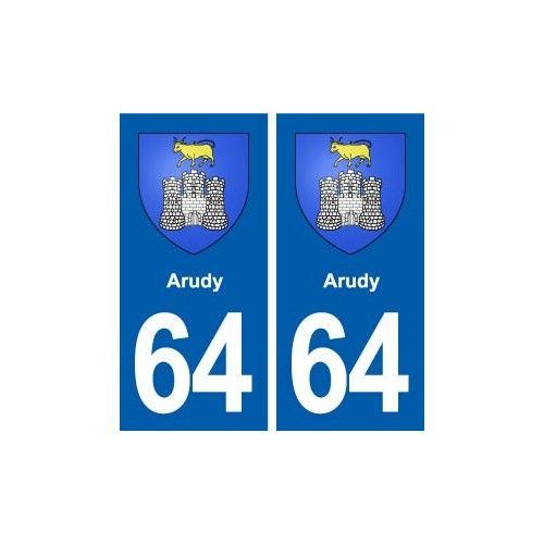 64 Arudy Blason Autocollant Plaque Stickers Ville - Droits