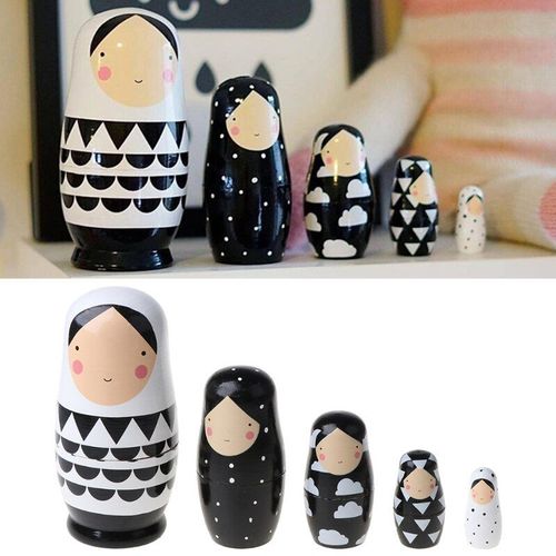 Poupées Emboîtables En Bois, Ensemble De 5 Pièces, Peint À La Main, Poupées Emboîtables Pour Enfants, Cadeau Idéal