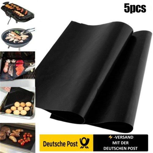 Feuille De Cuisson Pour Barbecue À Gaz, 5 * Tapis De Gril Réutilisable, Antiadhésif, Feuille De Friture, Accessoires De Cuisine