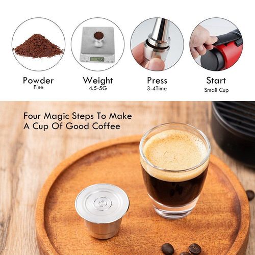 Capsules De Café Réutilisables, Tasses Filtrantes, Pour Nespresso, Cuillère Rechargeable, Brosse, Paniers Filtres, Porte-Tasses, Passoire