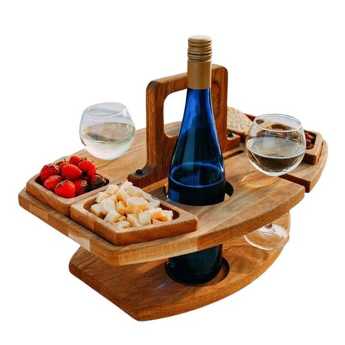 Plateau De Pique-Nique En Bois, Meuble À Vin Portable Léger, Table Pliante Avec Poignée, Meuble De Plage, Barbecue, Plateau De Collation