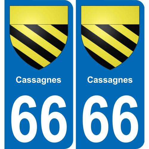 66 Cassagnes Autocollant Sticker Plaque Immatriculation Auto Ville - Arrondis