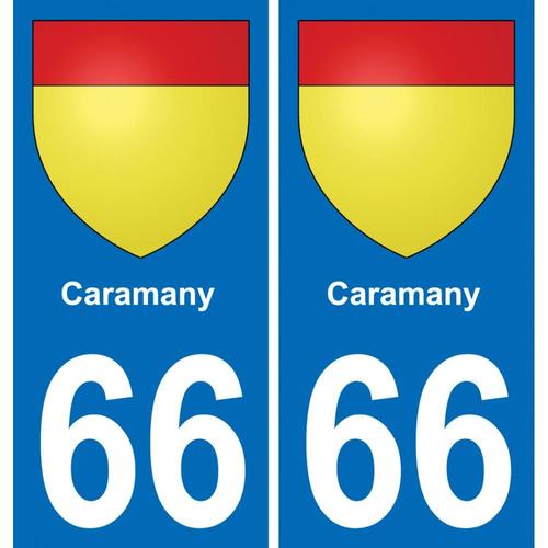 66 Caramany Autocollant Sticker Plaque Immatriculation Auto Ville - Droits