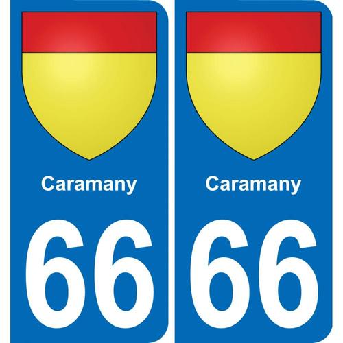 66 Caramany Autocollant Sticker Plaque Immatriculation Auto Ville - Arrondis