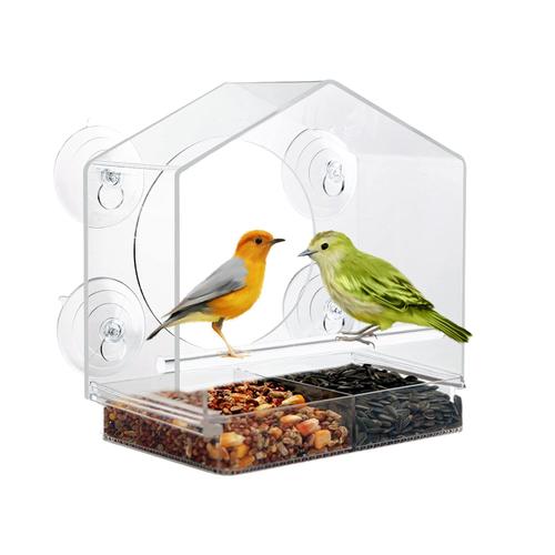 Mangeoire en acrylique pour oiseaux, fenêtre résistante aux