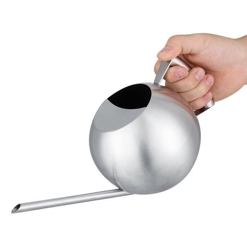 Arrosoir rond en acier inoxydable 1000mL, Pot d'arrosage rond à longue bouche pour plantes de jardin de maison Non toxique