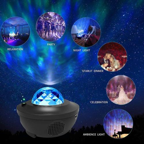 Lampe De Projection Laser Led Usb, Lecteur De Musique Compatible Bluetooth, Veilleuse D'ambiance, Décoration Intérieure, Ciel Étoilé, Projecteur