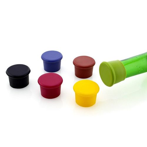 Bouchons Universels En Silicone Pour Bouteilles De Vin, 5 Pièces, Bouchons De Bouteilles De Vin, De Bière, Réutilisables, Couvercle De Fermeture Anti-Déversement