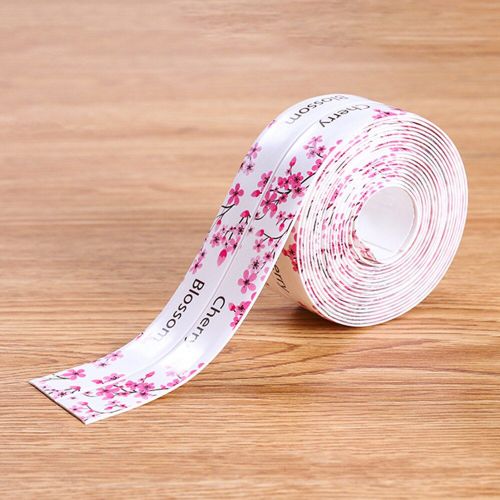 Ruban D'étanchéité Auto-Adhésif De Pvc De Plancher De Mur De Toilette De Ménage Cuisine Salle De Bain Mode Imprimé Coupe Libre Imperméable Anti-Moisissure