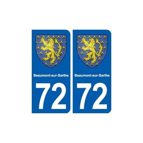 72 Beaumont-Sur-Sarthe Blason Autocollant Plaque Stickers Ville - Arrondis