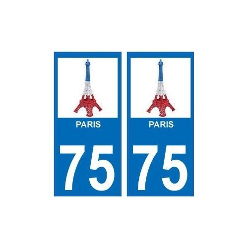 75 Paris Eiffel Logo 4320 Bleu Blanc Rouge Autocollant Plaque Immatriculation Auto Ville Sticker - Droits