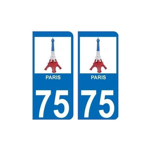 75 Paris Eiffel Logo 3800 Autocollant Plaque Immatriculation Auto Ville Sticker - Arrondis