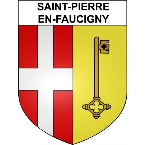 Saint-Pierre-En-Faucigny 74 Ville Sticker Blason Écusson Autocollant Adhésif - 8 Cm