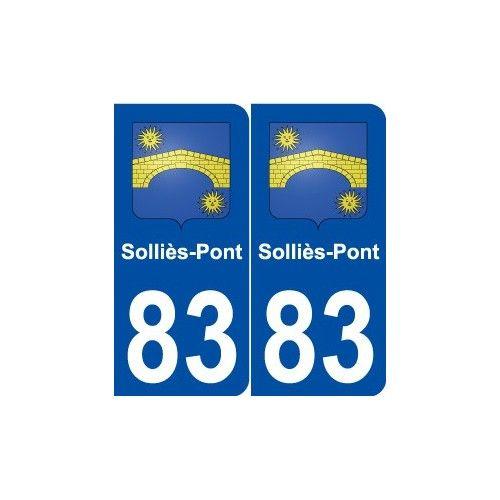 83 Solliès-Pont Blason Autocollant Plaque Stickers Ville - Arrondis