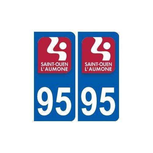95 Saint-Ouen-L'aumône Logo Autocollant Sticker Plaque Immatriculation Ville - Arrondis
