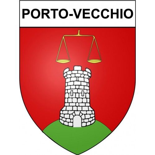 Porto-Vecchio 20 Ville Stickers Blason Autocollant Adhésif - 8 Cm