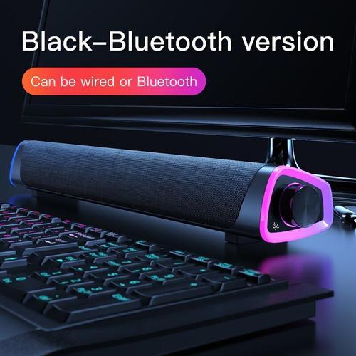Bluetooth câblé - Barre De son Surround 3D avec haut parleurs lumineux RGB, haut parleur stéréo V8, caisson De basses pour ordinateur portable, PC, Home cinéma