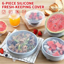 Ensemble de 6 couvercles extensibles en Silicone bol d'emballage  alimentaire universel en Silicone, accessoires d'ustensiles de cuisine  transparente