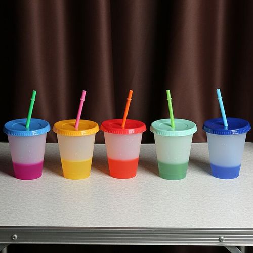 Gobelet En Plastique Réutilisable Avec Couvercle, Bouteille D'eau À Couleur Changeante, Tasse De Fête, Cadeau De Noël, 473ml/16oz