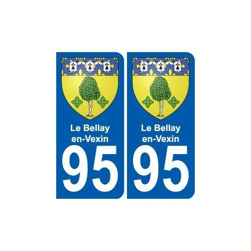 95 Le Bellay-En-Vexin Blason Autocollant Plaque Stickers Ville - Arrondis