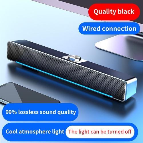 Standard noir - Haut parleur Bluetooth avec barre de son LED, pour ordinateur, filaire AUX, sans fil, système Home cinéma PC, barre Surround