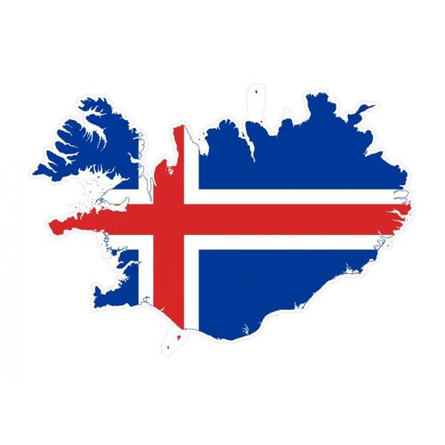 Autocollant Drapeau Iceland Islande Sticker Drapeau Carte Adhésif Flag Map - 12 Cm