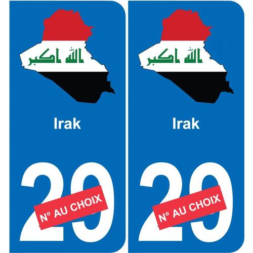 Irak Carte Drapeau Autocollant Sticker Plaque Immatriculation Auto Voiture Département - Arrondis