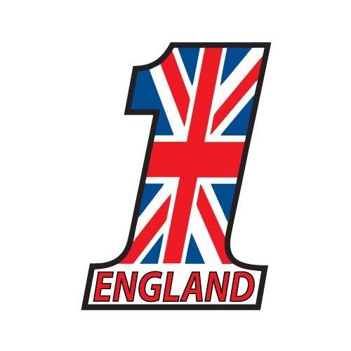 Chiffre 1 Un - Autocollant Sticker England Drapeau Royaume-Uni Voiture Moto - 4 Cm