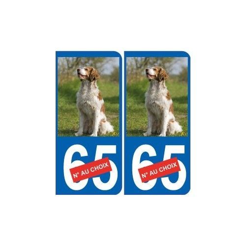 Chien Épagneul Assis 11 Sticker Autocollant Plaque Immatriculation Auto - Arrondis