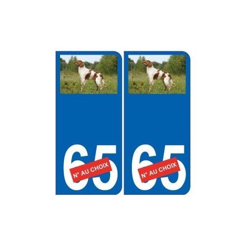 Chien Épagneul Debout 90 Sticker Autocollant Plaque Immatriculation Auto - Arrondis