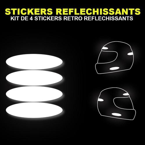 Kit De 4 Stickers Rétro Réfléchissants Pour Casque Moto, Visible La Nuit Pour Votre Sécurité Logo 62 - 12 Cm