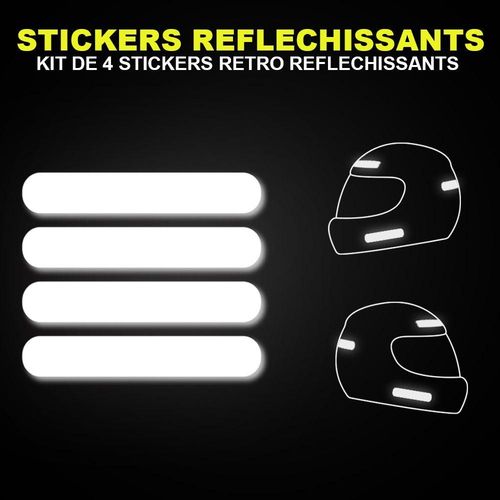 Kit De 4 Stickers Rétro Réfléchissants Pour Casque Moto, Visible La Nuit Pour Votre Sécurité Logo 256 - 15 Cm