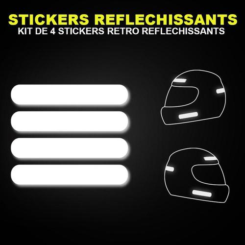 Kit De 4 Stickers Rétro Réfléchissants Pour Casque Moto, Visible La Nuit Pour Votre Sécurité Logo 256 - 10 Cm