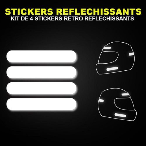 Kit De 4 Stickers Rétro Réfléchissants Pour Casque Moto, Visible La Nuit Pour Votre Sécurité Logo 256 - 10 Cm