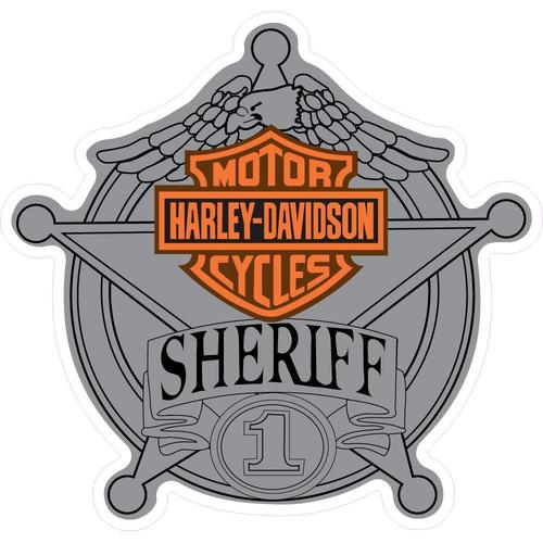 Sheriff Harley Davidson Argent Étoile Autocollant Sticker Logo49 - 40 Cm